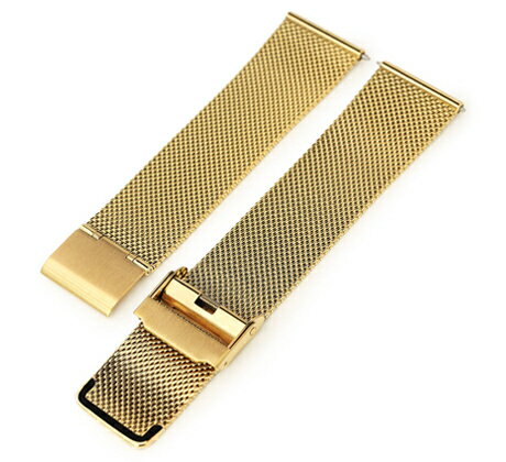 22mm MiLTAT 時計ベルト ワイヤーメッシュバンド クラシック ポリッシュドIPゴールド クイックリリース