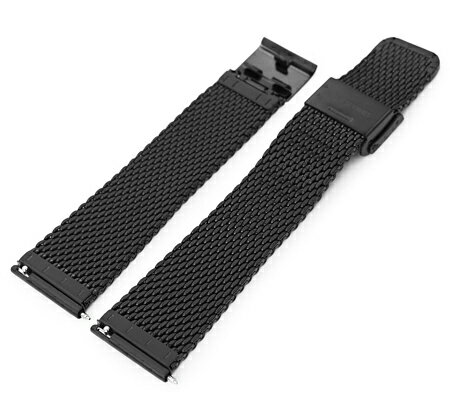 22mm MiLTAT 時計ベルト ミラネーゼメッシュバンド テーパード ブラッシュドPVDブラック クイックリリース
