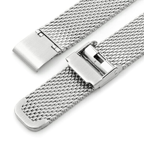 22mm MiLTAT 時計ベルト ミラネーゼメッシュバンド テーパード ブラッシュドシルバー クイックリリース