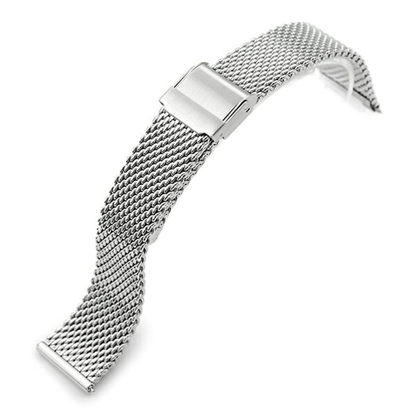 21mm MiLTAT 時計ベルト ミラネーゼメッシュバンド テーパード ポリッシュドシルバー クイックリリース