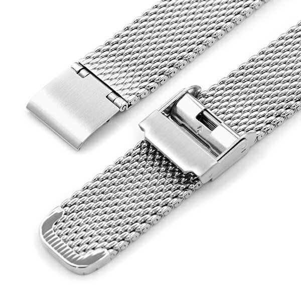21mm MiLTAT 時計ベルト ミラネーゼメッシュバンド テーパード ポリッシュドシルバー クイックリリース