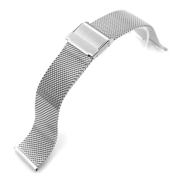20mm MiLTAT 時計ベルト ワイヤーメッシュバンド クラシック ポリッシュドシルバー クイックリリース