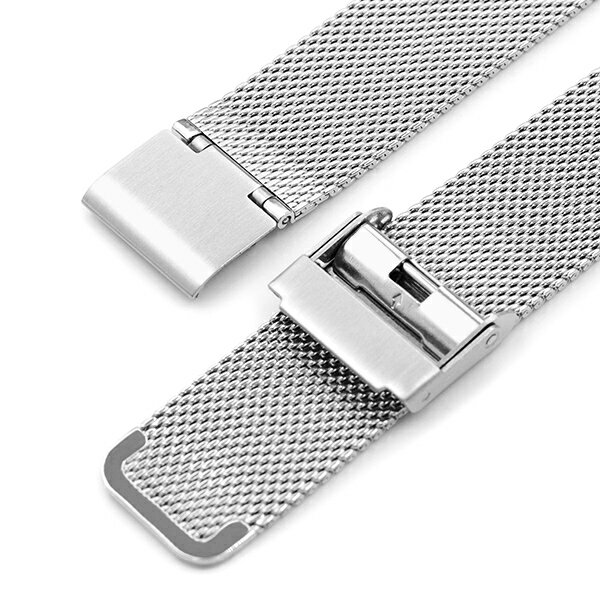 20mm MiLTAT 時計ベルト ワイヤーメッシュバンド クラシック ポリッシュドシルバー クイックリリース