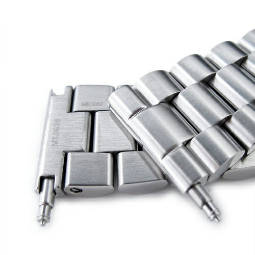 22mm メタル時計バンド ステンレススチール エンドミル ブレスレット ブラッシュドシルバー ストレートエンド