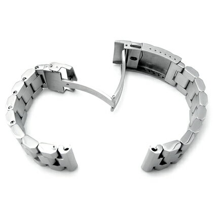 22mm メタル時計バンド ステンレススチール ヘクサッド オイスター ブレスレット ブラッシュドシルバー サブマリーナクラスプ ストレートエンド