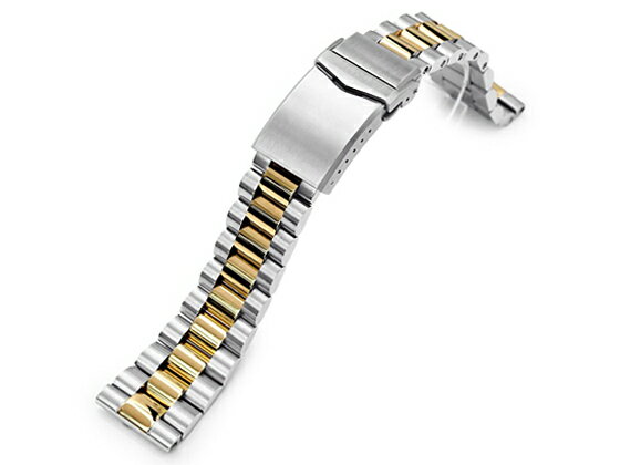 22mm メタル時計バンド ステンレススチール エンドミル ブレスレット ツートン IPゴールド Vクラスプ ..