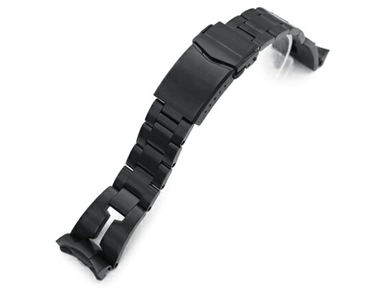 22mm メタル時計バンド ステンレススチール RAZOR ブレスレット PVDブラック Vクラスプ for セイコー ダイバー SKX007, SKX009, SKX011他