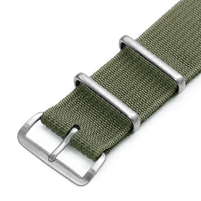 20mm MiLTAT 時計ベルト G10 リブドナイロン ミリタリーグリーン ブラッシュドバックル