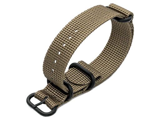 22mm MiLTAT 時計ベルト ZULU 4リング 多層織ナイロン カーキ PVDブラックバックル 22mm MiLTAT 時計ベルト ZULU 4リング 多層織ナイロン カーキ PVDブラックバックル
