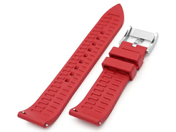 20mm MiLTAT 時計ベルト FKMラバー レッド ストレートエンド クイックリリース