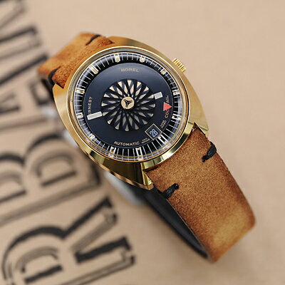 19mm MiLTAT 時計ベルト ヌバック キャメル ブラックステッチ サンドブラストバックル クイックリリース