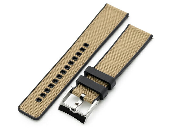 22mm MiLTAT 時計ベルト セイルクロス FKMラバー カーキ ストレートエンド クイックリリース