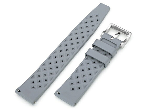 22mm MiLTAT 時計ベルト FKMラバー グレー トロピック スタイル ストレートエンド クイックリリース