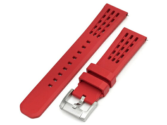 樂天商城 - 20mm MiLTAT 時計ベルト FKMラバー オセルス レッド ストレートエンド クイックリリース
