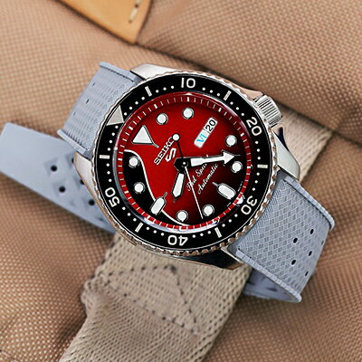 22mm MiLTAT 時計ベルト FKMラバー グレー トロピック スタイル ストレートエンド クイックリリース