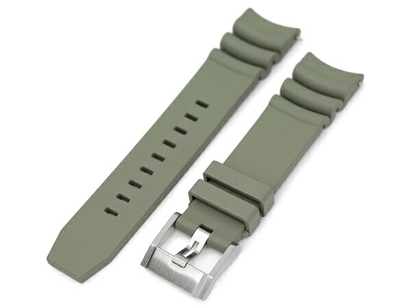 樂天商城 - 22mm MiLTAT 時計ベルト FKMラバー ファイヤーウェーブ アッシュグリーン カーブドエンド クイックリリース