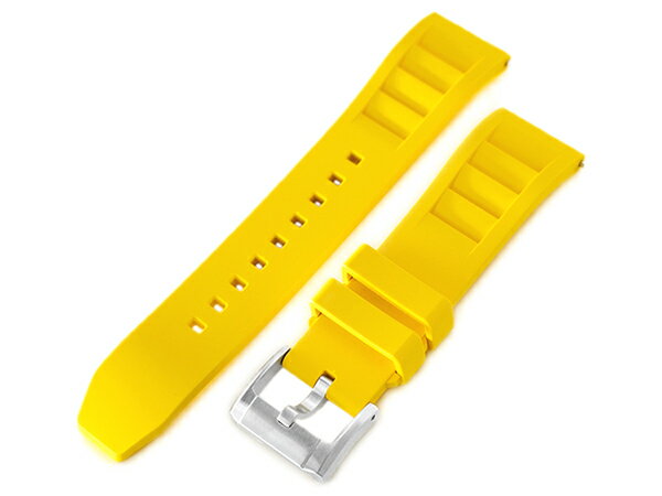 20mm MiLTAT 時計ベルト FKMラバー ベント イエロー ストレートエンド クイックリリース