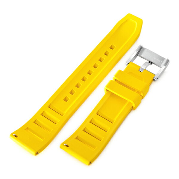 20mm MiLTAT 時計ベルト FKMラバー ベント イエロー ストレートエンド クイックリリース
