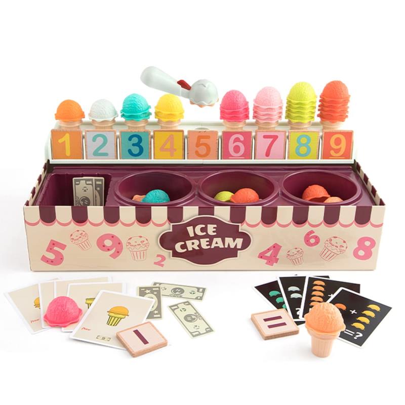 お店屋さん 知育玩具 アイスクリーム店役割を演じるごっこ モンテッソーリ おもちゃ 色彩の認知や数字の認知を促す 初歩的な数学の計算に有益な玩具 組み立簡単DIY アイスクリームおもちゃ
