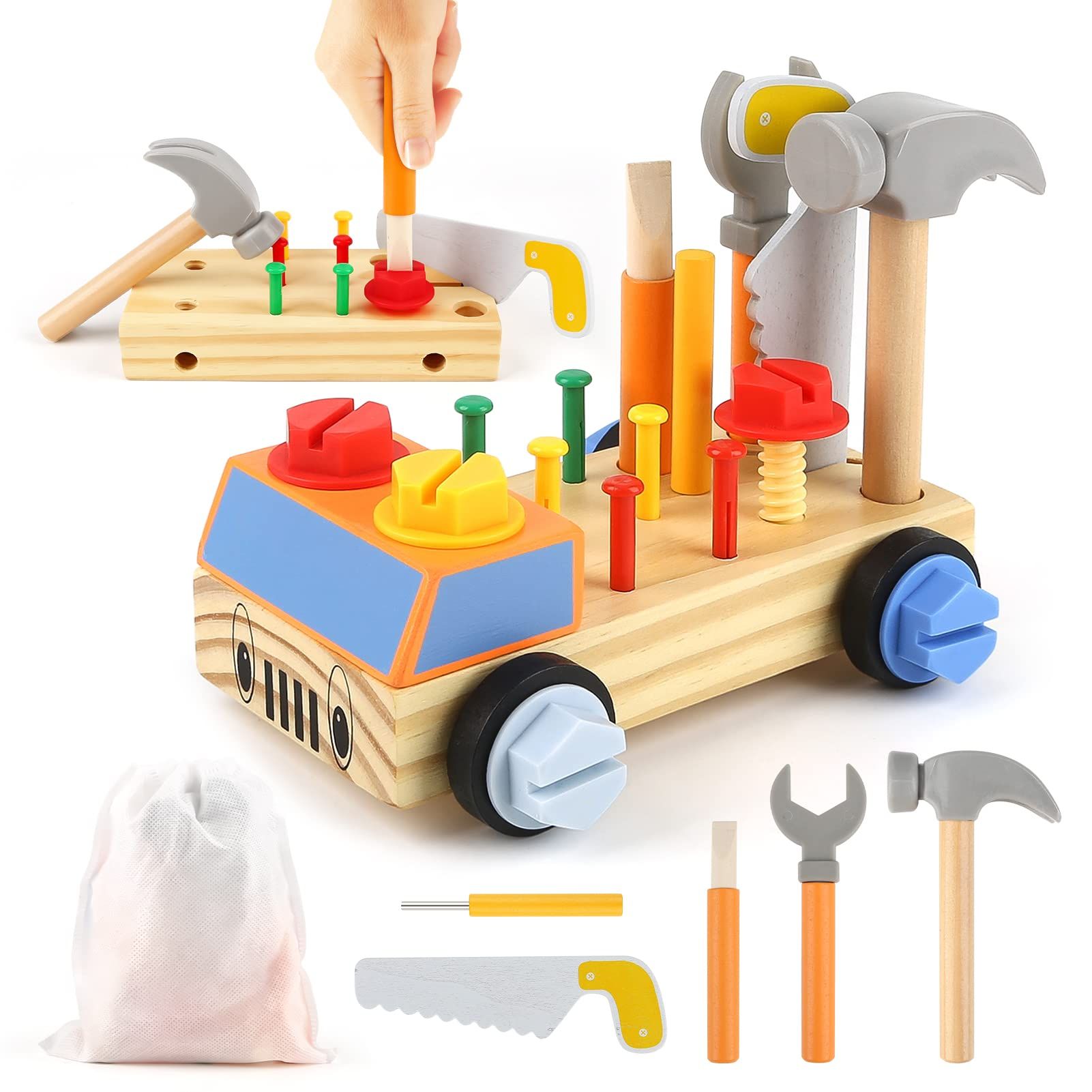 モンテッソーリ おもちゃ 大工 おもちゃさんセット 組み立て おもちゃ 男の子 女の子おもちゃ 木のおもちゃ 知育玩具 子供人気 男の子 女の子 2 3 4 5 6歳誕生日 プレゼント