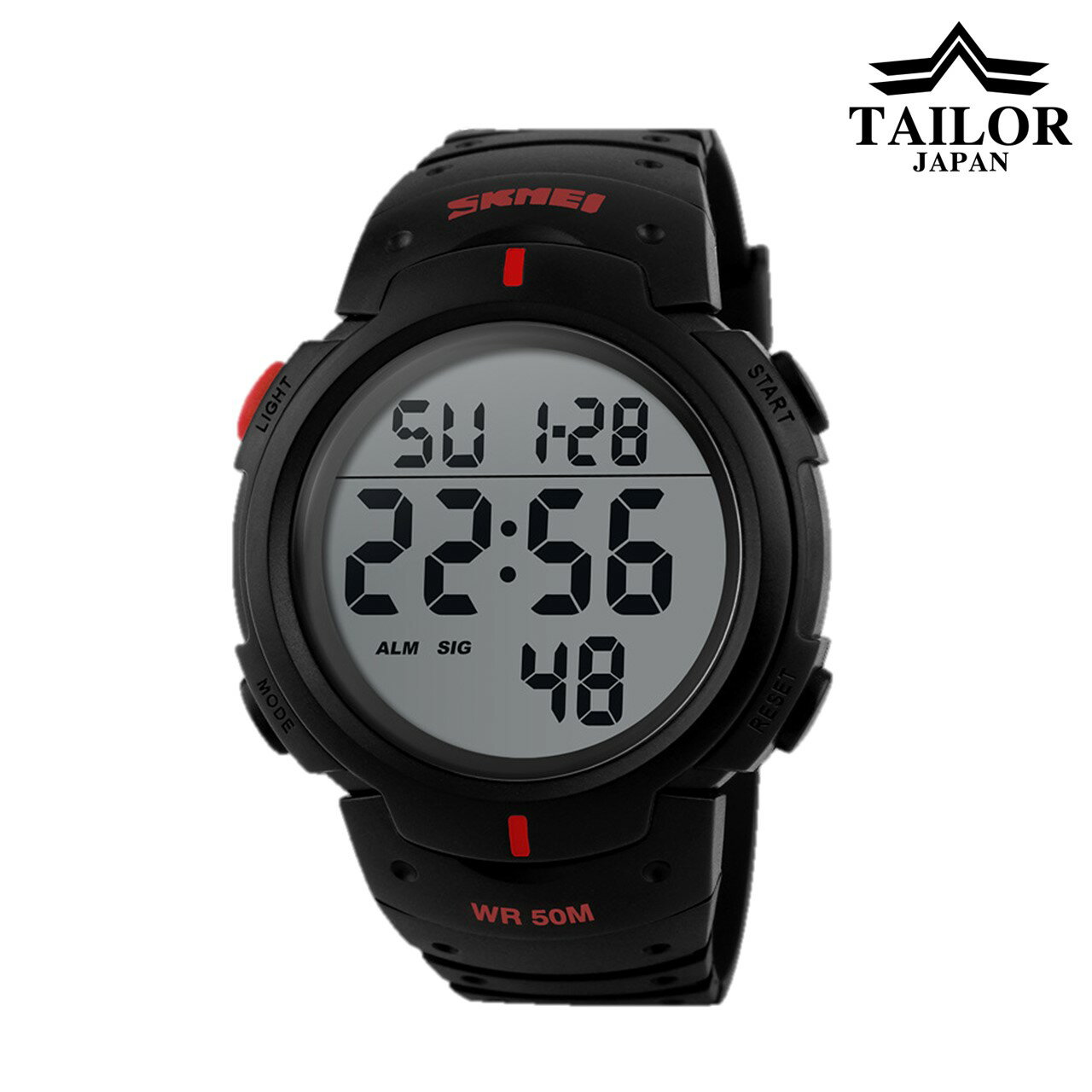 スポーツウォッチ (レッド)光る デジタル腕時計 腕時計 ランニング ミリタリーウォッチ メンズ スポーツ アラーム ストップウォッチ 生活防水 文字 大きい ...