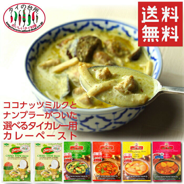 【メール便送料無料】【選べる メープロイ カレーペースト】 ココナッツミルクパウダー 60g×2袋 タイシェフ ナンプラー 小袋 1袋 グルメ 常温 食品 本格 お試し タイ料理 タイカレー グリーンカレー