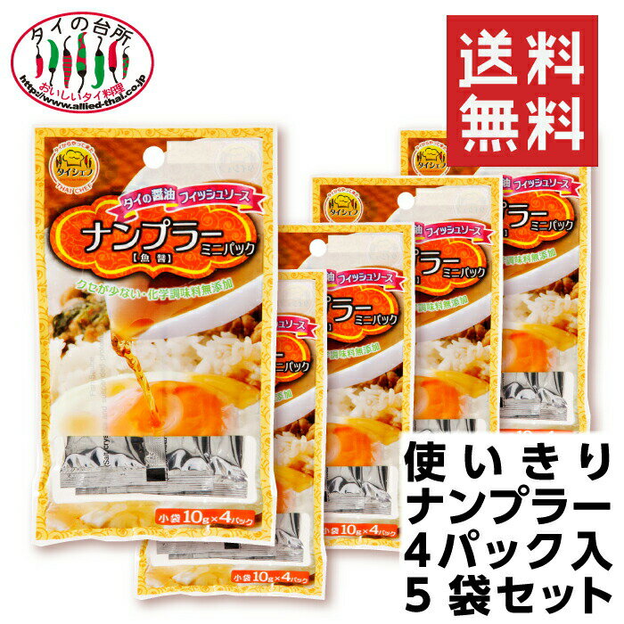 【メール便送料無料】【5袋セット】 タイシェフ フィッシュソース ナンプラー 小袋 10gx4P×5袋 タイ料理 食材 調味料 エスニック料理 食品 タイカレー グリーンカレー ナムプラー 魚醤 メール便 ポイント消化 お試し まとめ買い