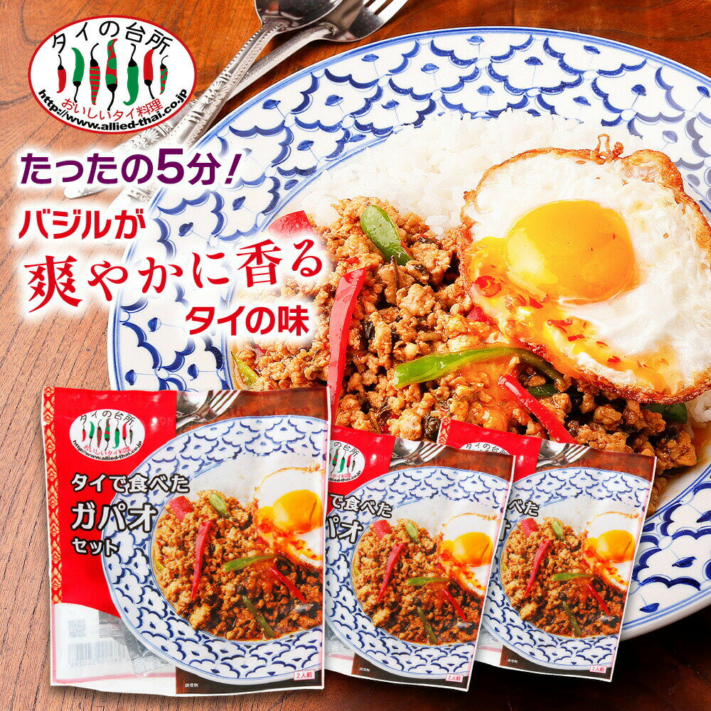 【3個セット】タイの台所 タイで食べた ガパオセット 90g 約2人前 ガパオ炒め ホーリーバジル ミールキット 時短 タイ料理 タイ エスニック料理 アジアのサムネイル