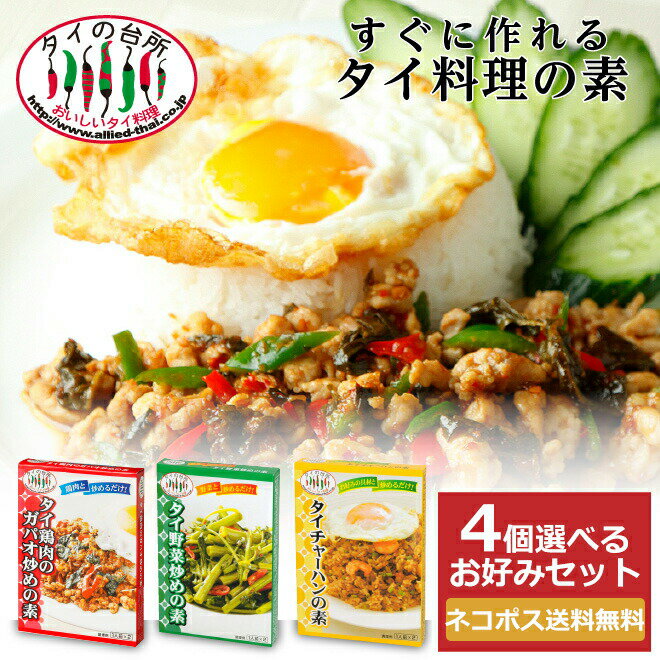  タイの台所 鶏肉 の ガパオ炒めの素 野菜炒めの素 タイチャーハンの素 レトルト 食品 惣菜 エスニック まとめ買い 非常食 タイフード お手軽 簡単 時短 簡単調理