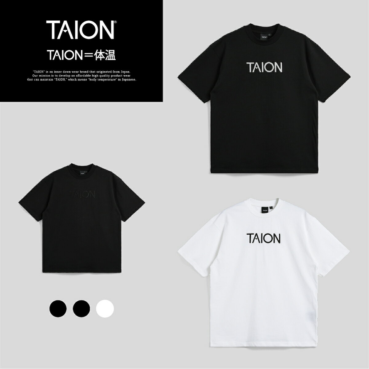 【公式】TAION (タイオン) ノンダウン ベーシック TAION 刺繍 Tシャツ ユニセックス(