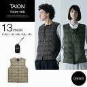 【公式】TAION（タイオン）ベーシック クルーネックWジップ ダウンベスト ユニセックス (TAION-004WZ)