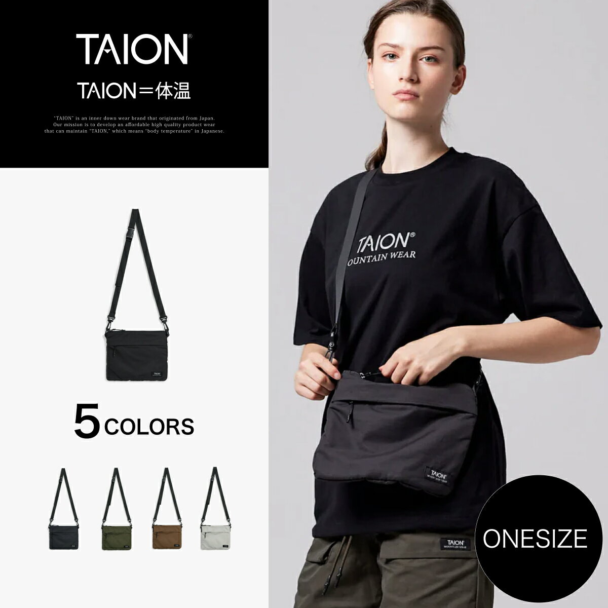 乐天商城 - 【公式】TAION (タイオン) ノンダウン マウンテン サコッシュ グッズ (TAION-SC01MT)