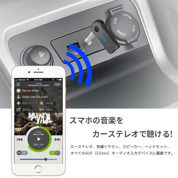 Bluetooth 受信機 発売モデル 車 ブルートゥース ワイヤレス音楽再生 通話 接続 スピーカー ワイヤレス スマホ レシーバー オーディオ Iphone6 Aux3 5mm