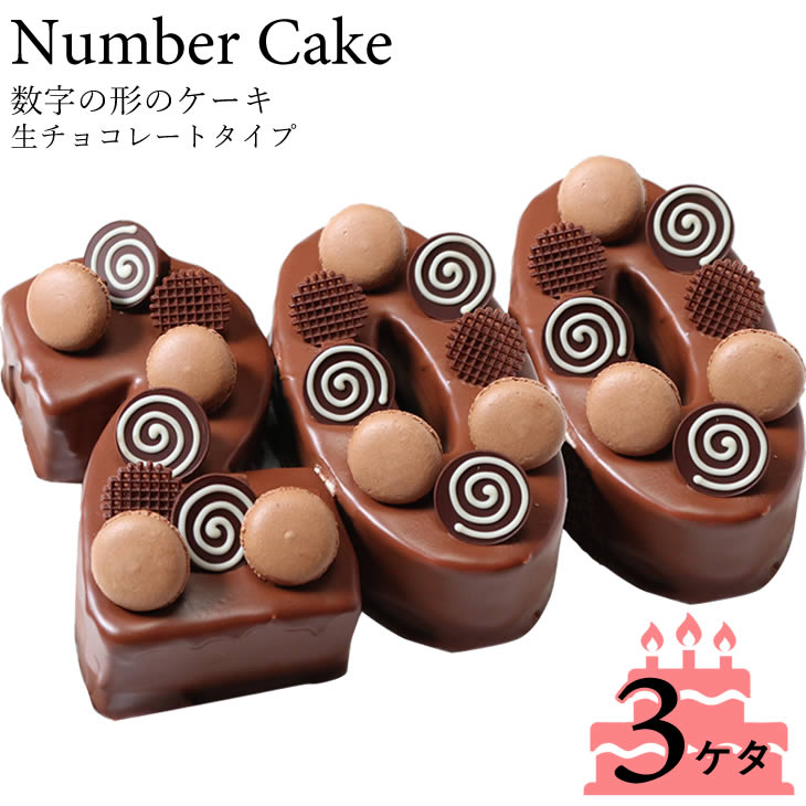 誕生日ケーキ アニバーサリーケーキ♪数字の形のケーキでお祝い☆ナンバーケーキ 生チョコレートタイプ 3..