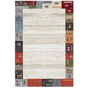 ラグマット 北欧 絨毯 1.2畳 ラグ 120×170 cm おしゃれ じゅうたん 厚手 ウィルトン 防炎加工 ギャッベ柄 当社在庫 品名 Gogogo 120×170cm 【ゴゴゴ120×170】 [3]