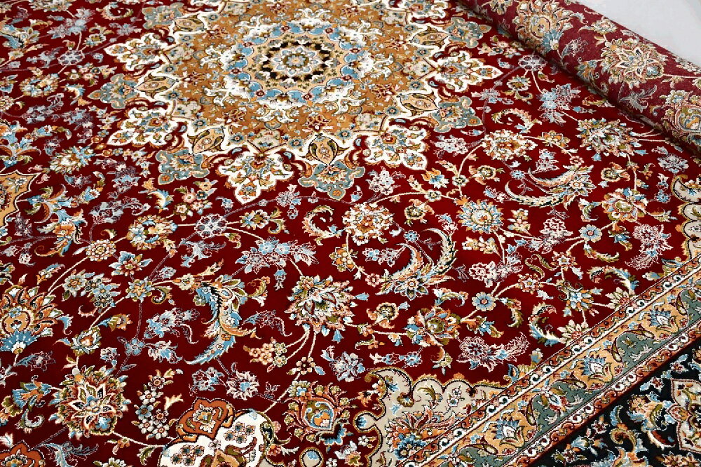 絨毯300x300cm(8畳中敷きラグ)ペルシャ絨毯カーペット厚手豪華◇廃盤イスファハン300×300◆