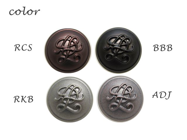 アンティーク調　イニシャルロゴ風エンブレム　メタル調 ボタン15mm×1個(メッキ・金属調・4色展開）【手芸・ハンドメイド】