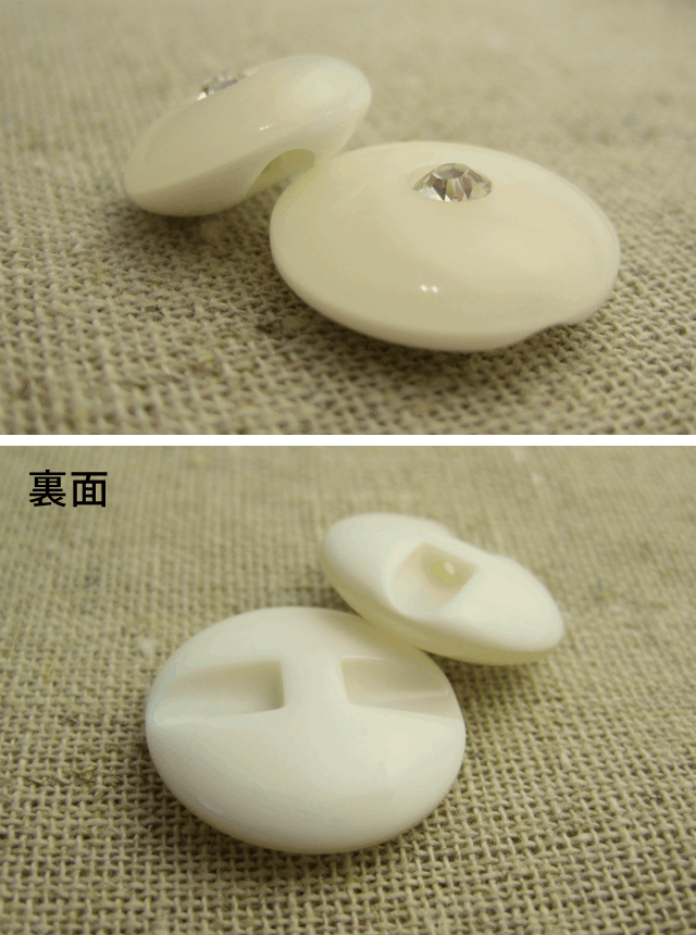 ラインストーン 付き ボタン 丸み型 マーブル足 10mm or 11.5mm×1個