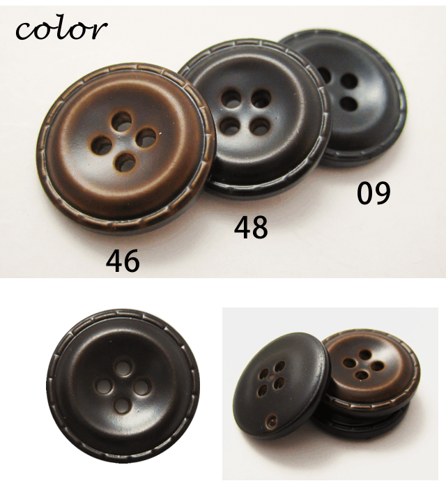 レザー調 (革調)ステッチ風 シンプル ボタン （3色展開）23mm×3個セット