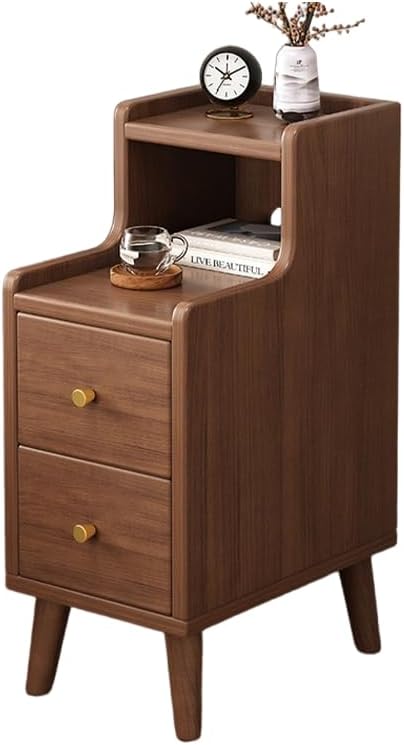 北欧風ベッドサイドテーブル ナイトテーブル おしゃれなナイトスタンド 寝室用サイドテーブル 収納付きベッド横棚 加高設計 私密双抽 金属ハンドル 円滑引き出し 寝室整理 幅40cm 大容量 美しく実用的