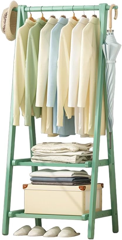 Rakuten - 安定三角構造,折りたたみ可能ラック,太めハンガー,2層収納,コートバッグ専用フック,壁寄せコンパクト,頑丈整理棚