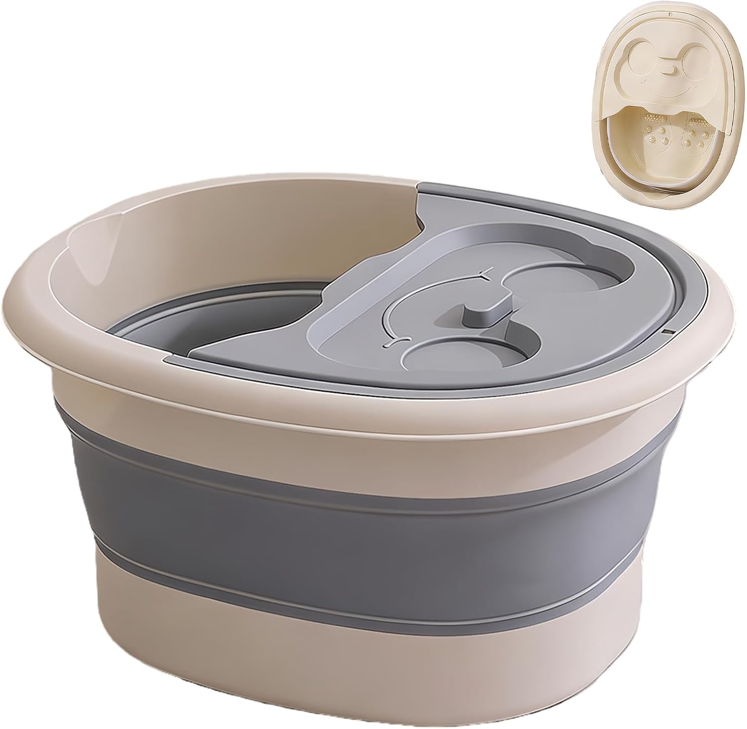 Rakuten - 折りたたみ足湯桶,足浴ボウル,フットバス,PP+TPE素材,7cm超薄収納,壁掛け可能,大容量深型,高温耐性100℃,冬用保温泡脚,滑らか弧形排水口,5kg蓋荷重,快適握み持ち手