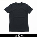 AKM(エイケイエム)VネックTシャツブラックT157 CTN199