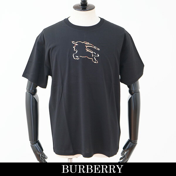 Burberry(バーバリー)半袖Tシャツ コットン オーバーサイズTシャツチェックEKD コットンTシャツブラック80706811