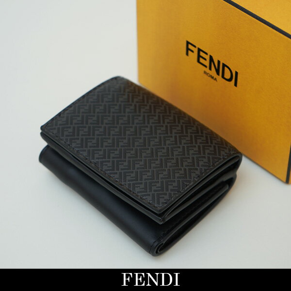 フェンディ 財布（メンズ） FENDI(フェンディ)三つ折り財布ブラック7M0280 AGLP F0L6B