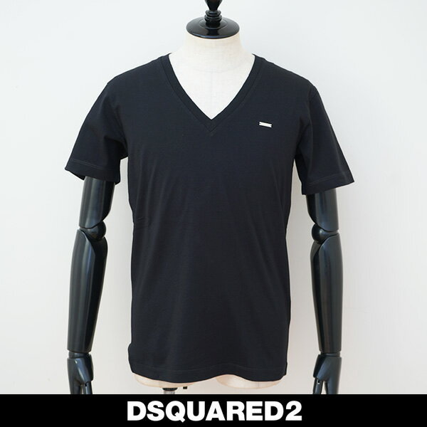 Dsquared(ディースクエアード)Vネック半袖TシャツブラックS74GD1254