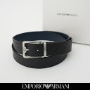 エンポリオ アルマーニ ビジネスベルト メンズ EMPORIO ARMANI(エンポリオアルマーニ)リバーシブル エンボス × スムースレザーベルトブラックY4S502 Y734E