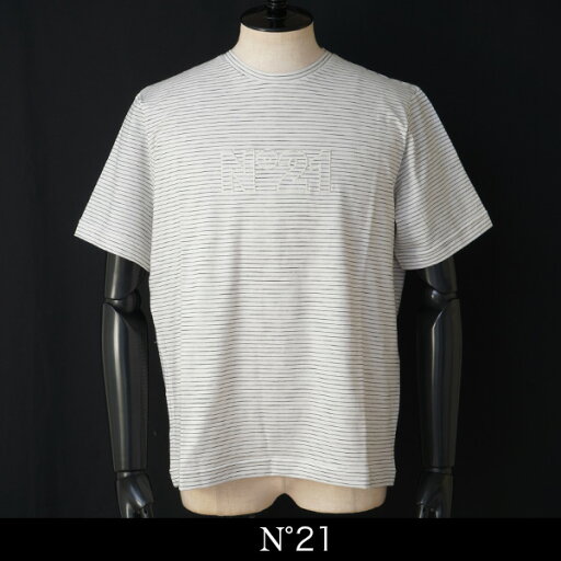 n°21 (ヌメロヴェントゥーノ)半袖Tシャツライトグレー×ブラック25SU F101 4073 n°21 (ヌメロヴェントゥーノ)半袖Tシャツライトグレー×ブラック25SU F101 4073