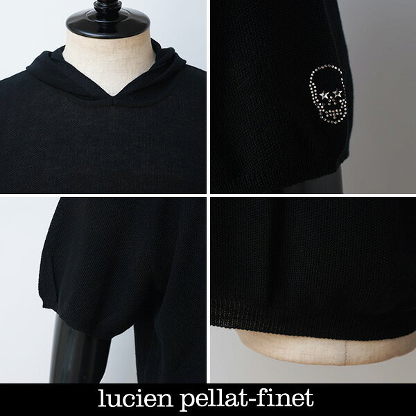 Lucien Pellat-finet(ルシアンペラフィネ)フード付き半袖セーターブラック213 16471