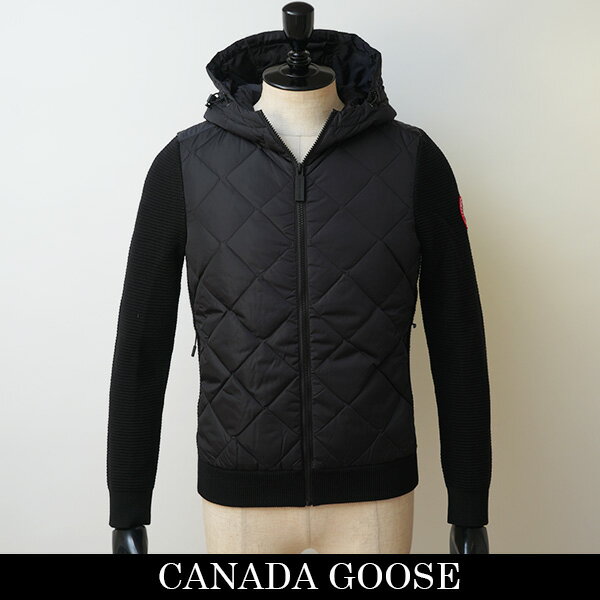 CANADA GOOSE(カナダグース)レディースダウン切り替えジップパーカーブラック6800L(HyBridge Quilted Knit Hoody)(4)